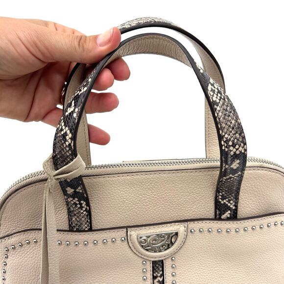 Brighton Miles Convertible Leather Mini Backpack Satchel Beige Snake Charm Y2K - Picture 6 of 13